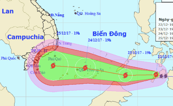 Thời tiết 23/12: Bão Tembin mạnh lên, biển Đông đón bão kỷ lục