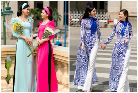 Hai nàng Á hậu trong các mẫu áo dài mới cho mùa xuân 2018