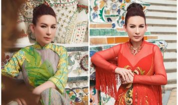 Phi Nhung lộng lẫy trong bộ áo dài với họa tiết cầu kỳ