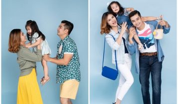 Gia đình Vân Trang hạnh phúc bên nhau trong bộ thời trang trẻ trung