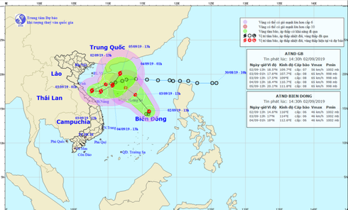 Dự báo thời tiết ngày 3/9/2019 áp thấp nhiệt đới gây nên mưa to đến rất to