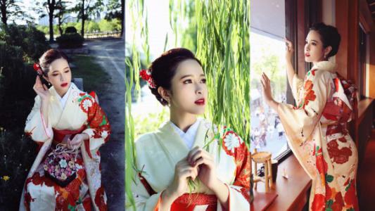 Hoa hậu Bảo Tuyền diện kimono quảng bá du lịch Nhật Bản