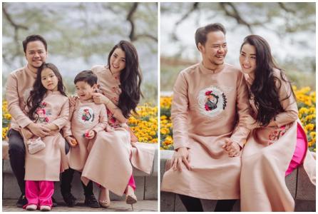 Gia đình Trang Nhung dạo phố với áo dài