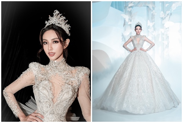 Hoa hậu Thùy Tiên kiêu sa trong chiếc váy cưới của Phạm Đăng Anh Thư