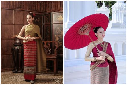 Thùy Tiên trong trang phục truyền thống của Thái