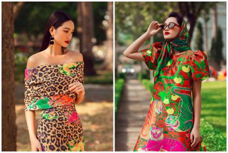 Quỳnh Anh khoe dáng trong loạt váy du xuân họa tiết hổ