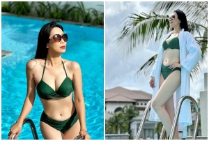 Á hậu Trịnh Kim Chi khoe vóc dáng nuột nà với bikini ở tuổi 51