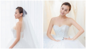 Phương Oanh đi thử váy cô dâu trước ngày làm đám cưới