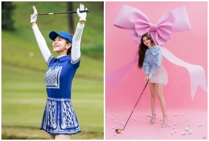 'Tắc kè hoa' MC Hải Anh với trang phục golf ấn tượng