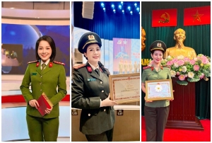 3 nữ diễn viên khoác sắc phục Công an nhân dân, 1 người vừa được thăng quân hàm Thiếu tá