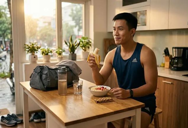 Trước khi tập thể dục buổi sáng nên uống nước chanh mật ong hay ăn nhẹ 